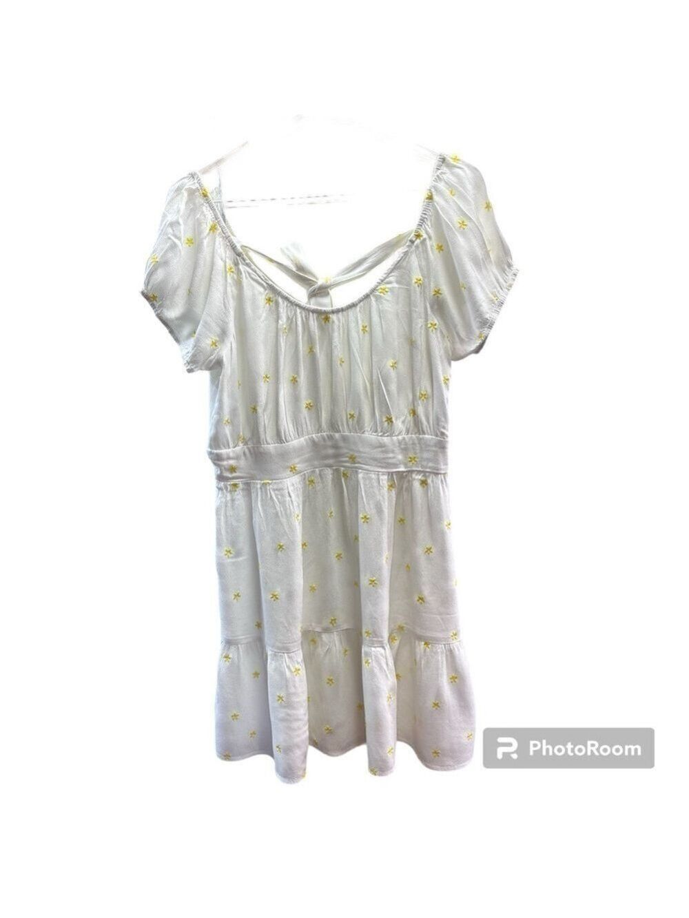 FLORAL EMBROIDERED MINI LAYERED DRESS WITH SIDE ZIP & TIE AT BACK SIZE SMALL